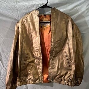 Vintage Luxurious Metallic Bomber Jacket